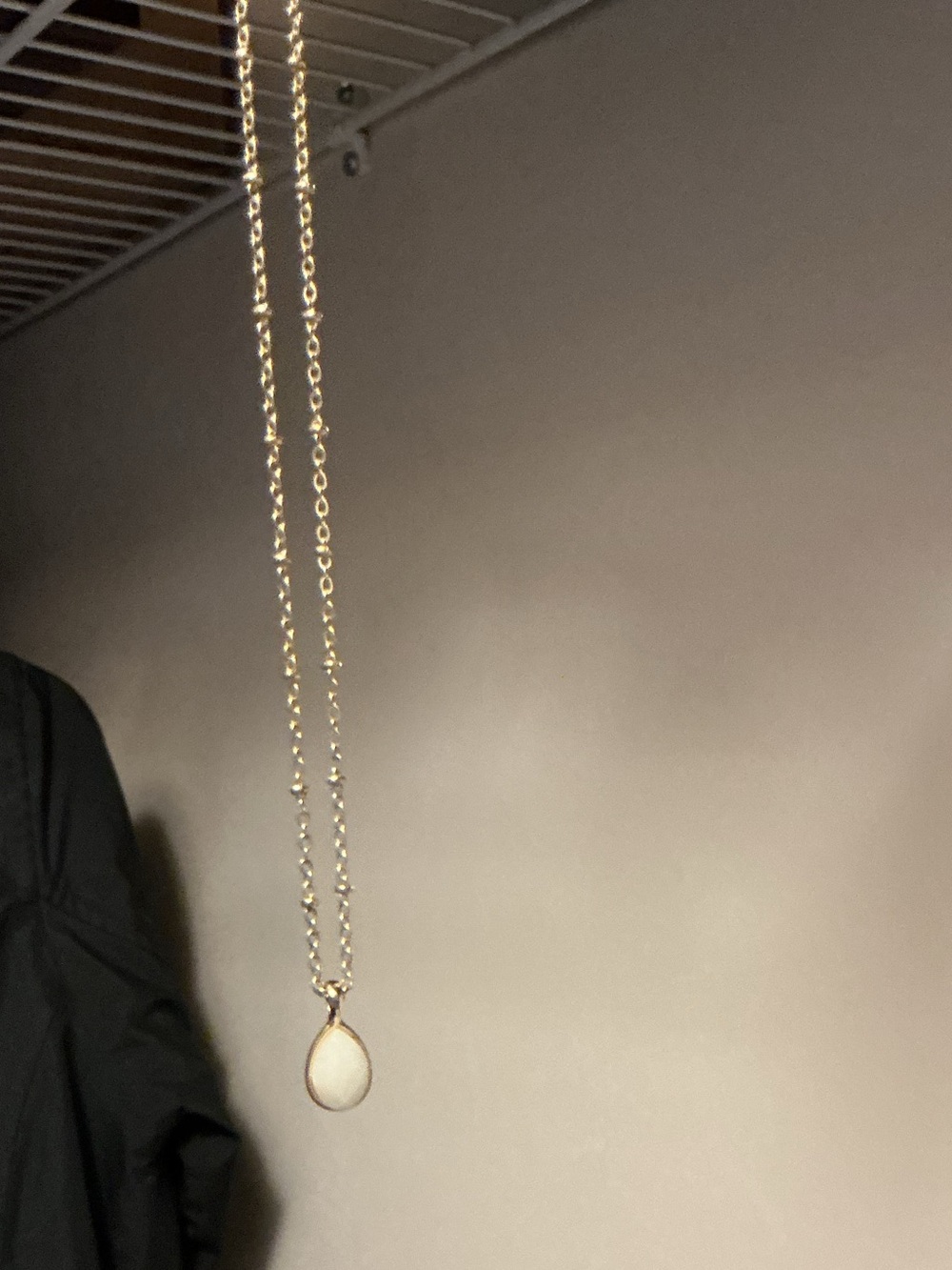 Delicate Teardrop Pendant Necklace in White and Gold